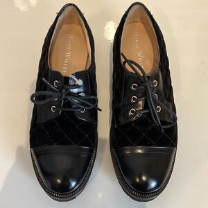 Ron White Quint Calf Quilted‎ Velvet Lace Up Oxford Size 36 Nwot Made In Italy